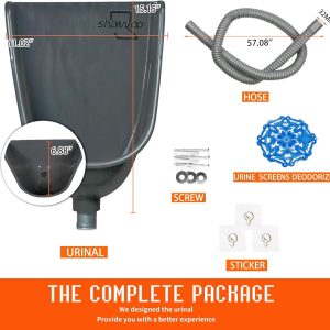 Shawoo Urinal Splash Guard with Hose 2838XBJD Gray Wall-Mount-0