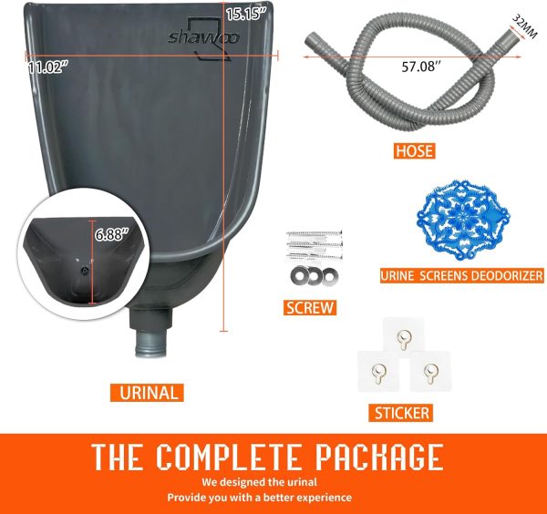 Shawoo Urinal Splash Guard with Hose 2838XBJD Gray Wall-Mount-0
