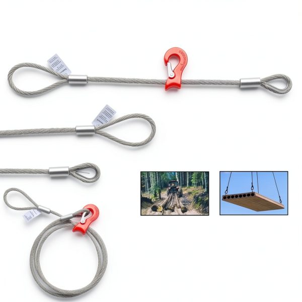 Single Leg Wire Rope Sling, 7.2T Steel Log Choker Cable Rigging 10FT, 3/8" Flemish Loop to Heavy-Duty Thimble with Sliding Choker, Heavy Duty Rigging Cable for Lifting and Towing-2