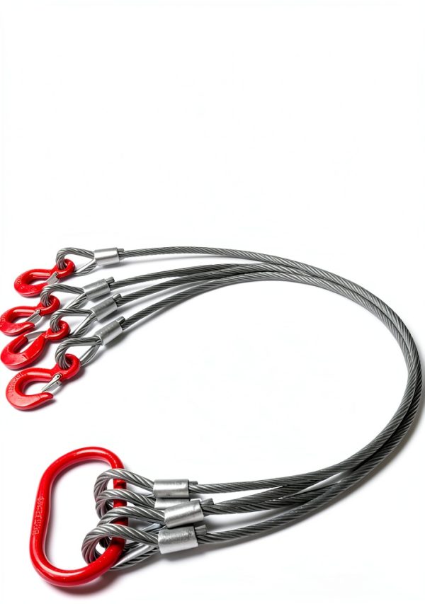 Wire Rope Sling YANBORUI 5ft 1/2in 3 Ton 4-Leg Heavy Duty-3