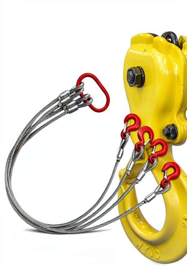Wire Rope Sling YANBORUI 5ft 1/2in 3 Ton 4-Leg Heavy Duty-4
