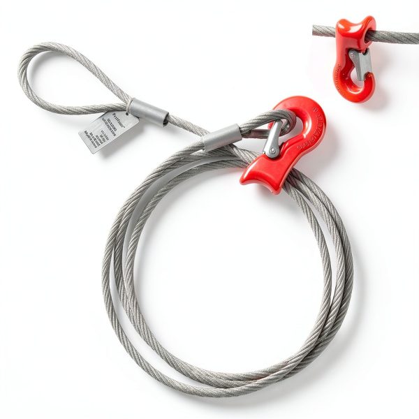 Single Leg Wire Rope Sling, 7.2T Steel Log Choker Cable Rigging 10FT, 3/8" Flemish Loop to Heavy-Duty Thimble with Sliding Choker, Heavy Duty Rigging Cable for Lifting and Towing-0