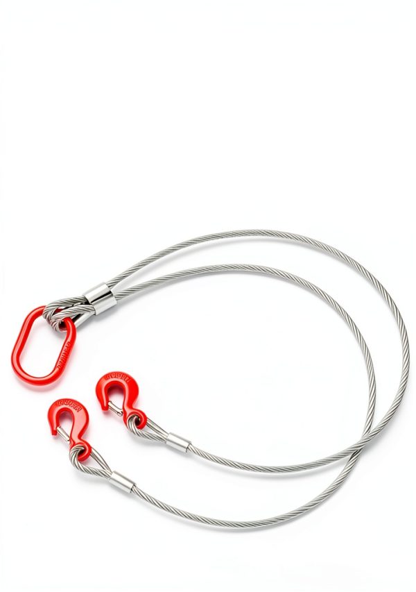 Wire Rope Sling YANBORUI 2 Ton Double Leg Half Inch x5ft Heavy Duty-3