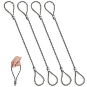 Pelopy 4 Pack Wire Rope & Sling 3/8" x 6' Eye and Eye Wire Rope Choker Sling Mechanically Spliced Rigging Lifting Equipment for Industrial Rigging and Lifting, 4400 lb/ 2 t-0